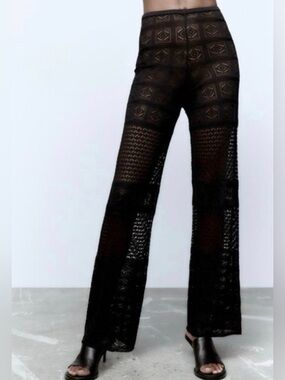 Zara Pointelle Crochet Pants